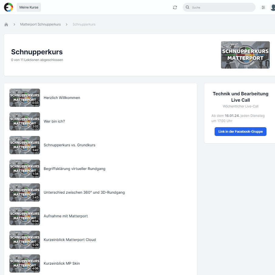 Matterport Videokurs